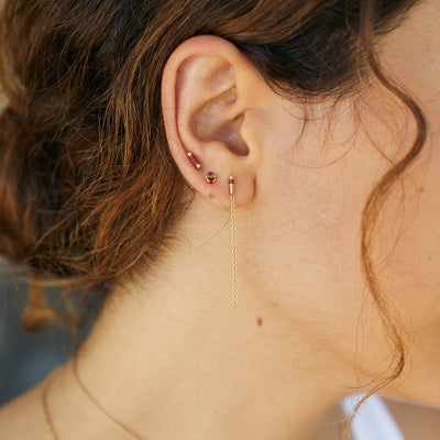 עגיל מסמר אדום | זהב 14 קראט